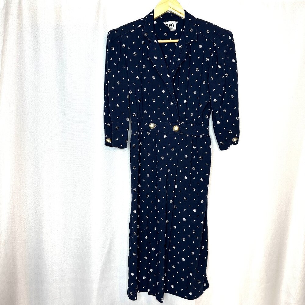 Vintage R.E.O. Originals Union Made Dress, 10. Polka dots 80s‎ Preppy Library